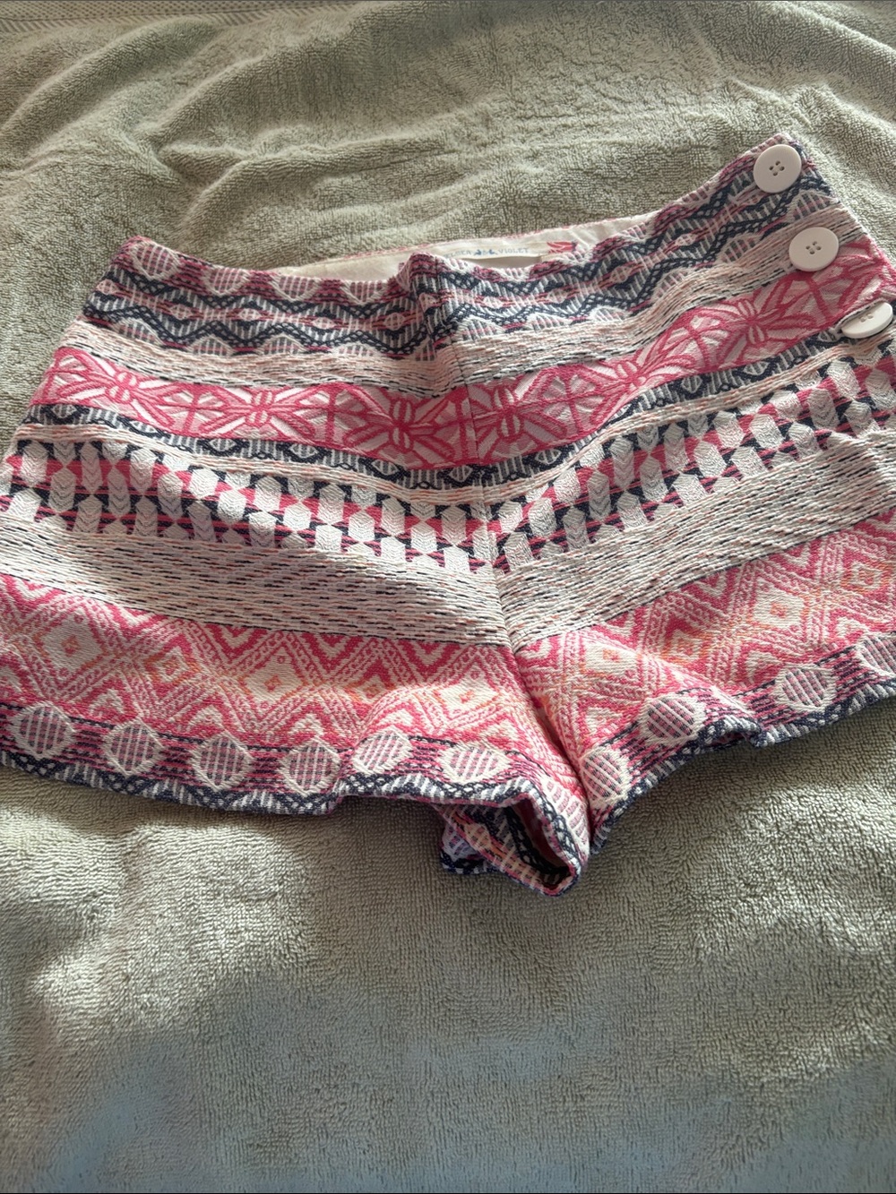 Chelsea & Violet Pink,cream and blue Patterned Woven Shorts size Medium